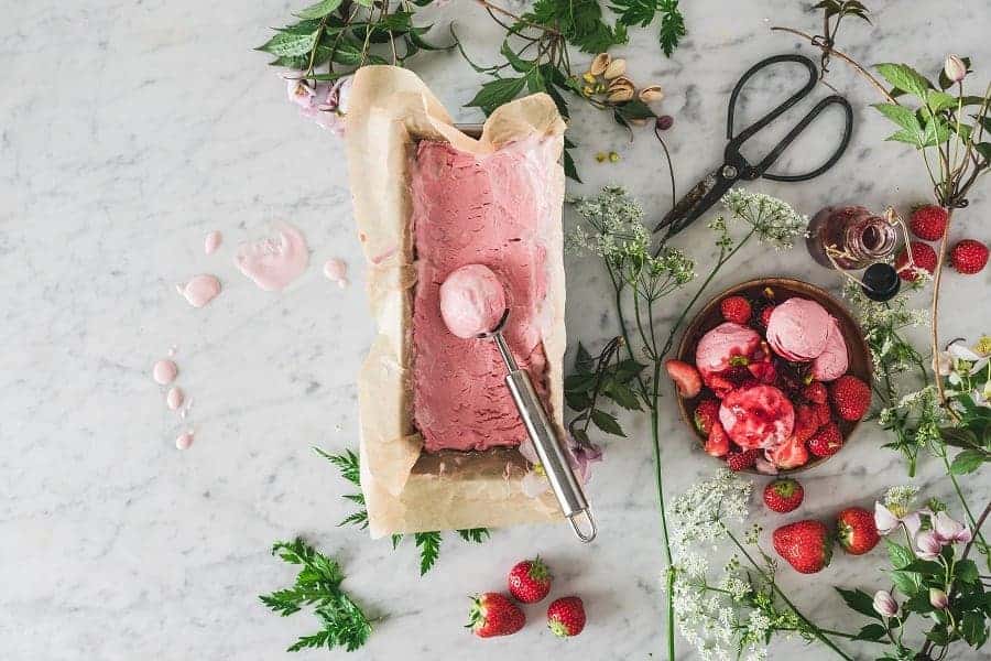 Frozen raspberry coconut cream curved rolls