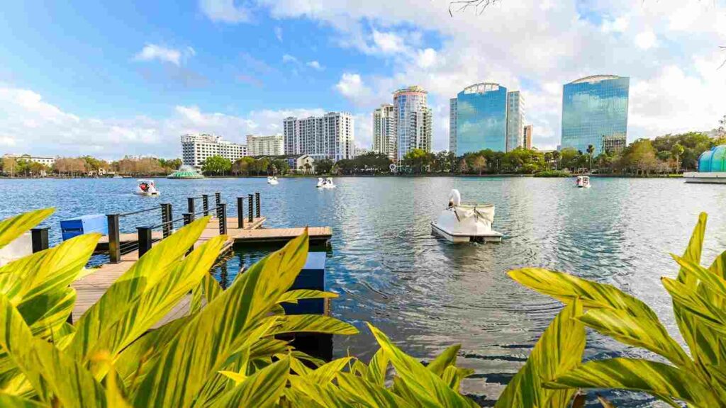 Take a stroll across Lake Eola Park